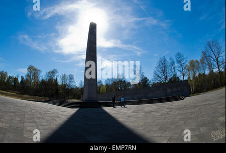 Bergen-Belsen, Germany. 21st Apr, 2015. The obelisk at the memorial site in Bergen-Belsen, Germany, 21 April 2015. The memorial ceremony for the 70th anniversary of the liberation of the Bergen-Belsen concentration camp takes place on 26 April 2015. Queen Elizabeth II is also expected in June. Photo: JULIAN STRATENSCHULTE/dpa/Alamy Live News Stock Photo