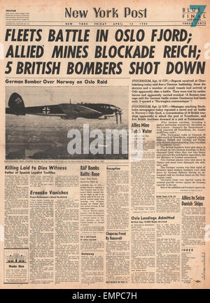 1940 front page New York Post Battle for Norway Stock Photo