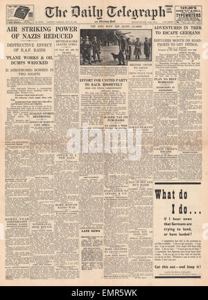 1940 front page Daily Telegraph Battle of Britain Stock Photo