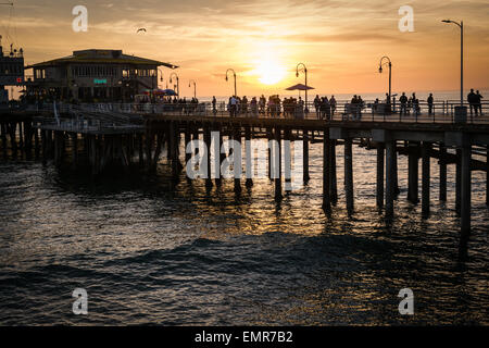 Sunset on the Santa Monica Pier, California Stock Photo