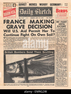 1940 front page Daily Sketch France considers surrender Stock Photo