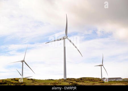 Wind powered turbines generating electricity, Largs, Scotland, UK Stock Photo