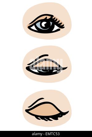 Three phases of a blinking eye Stock Vector
