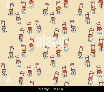 Chairs. Hand-drawn graphic elements, seamless pattern Stock Vector