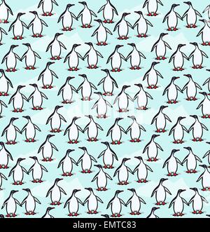 Seamless pattern of penguins Stock Vector