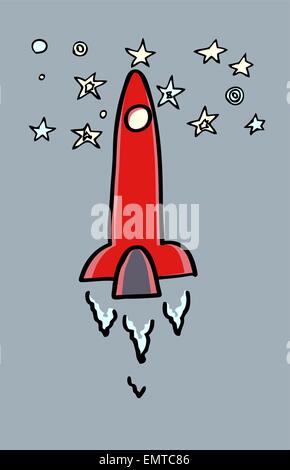 Rocket flying to stars Stock Vector