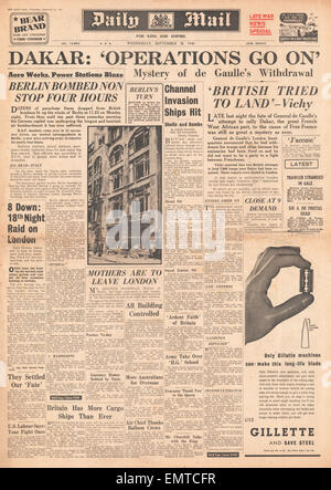 1940 front page  Daily Mail Battle for Dakar Stock Photo