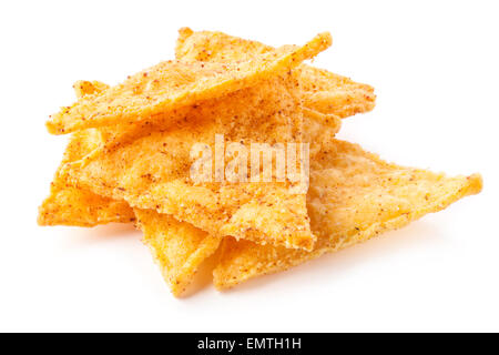 Corn chips with pepper isolated on white Stock Photo