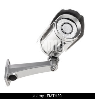 Surveillance camera isolated on white background, with clipping paths Stock Photo
