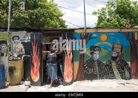 Street scene in Tivoli Gardens district of Kingston, Jamaica, in the West Indies, Caribbean. Stock Photo