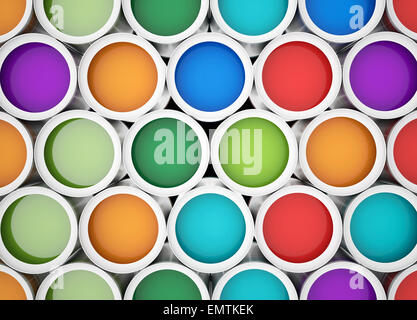 Colorful tins of paint for the background. 3d illustration high resolution Stock Photo