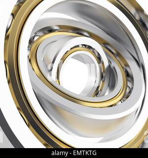 Isolated realistic whirling bearing in the bearing with light scratches on a white background. High resolution 3D Stock Photo