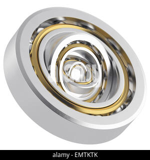 Isolated realistic whirling bearing in the bearing with light scratches on a white background. High resolution 3D Stock Photo