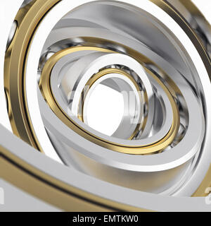 Isolated realistic whirling bearing in the bearing with light scratches on a white background. High resolution 3D Stock Photo