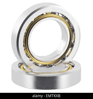 Isolated realistic bearings on a white background with light scratches. Stock Photo