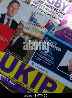 Various political party general election flyers, Somerset, England Stock Photo