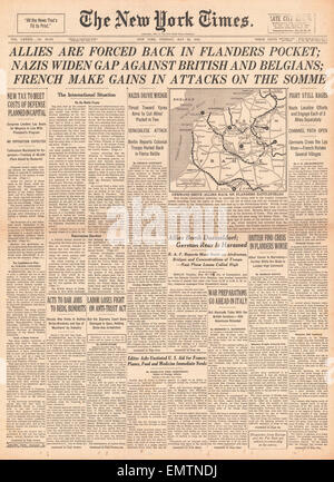 1940 front page New York Times Battle of Flanders Stock Photo