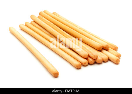 Italian grissini on a white background Stock Photo