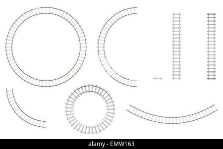 Set railways, isolated on a white background to create your image, top view. 3d illustration high resolution Stock Photo