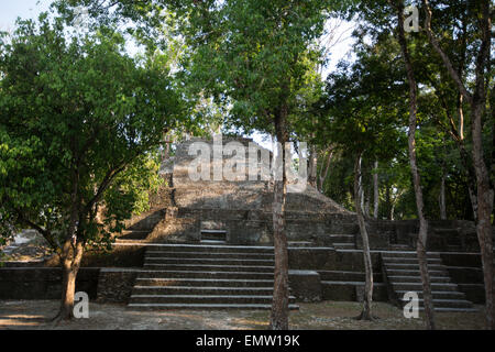 Cahal Pech archaeological ruins, in San Ignacio, Belize, Central America. Stock Photo