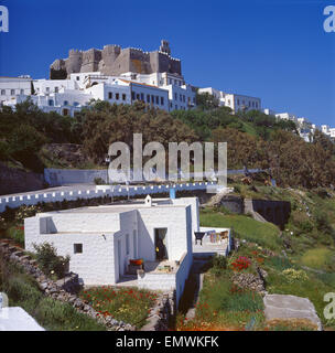 Griechenland/ Dodekanes, Insel Patmos, Chora, Kloster Juannu Theologu Stock Photo