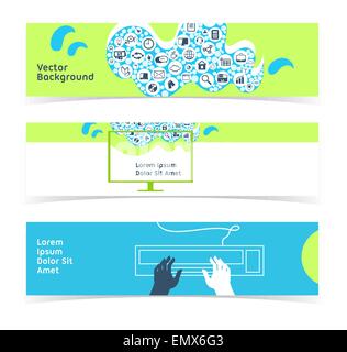 Set of horizontal banners, headers. Editable design template Stock Vector