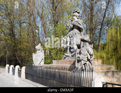 Poland,Warsaw.Statue of King John III Sobieski in Warsaw near Lazienki Royal Park.Sculpture carved by Francis Pinck placed oppos Stock Photo