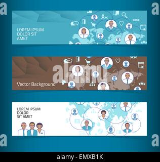 Set of horizontal banners, headers. Editable design template. EPS10 vector, transparencies used. Stock Vector