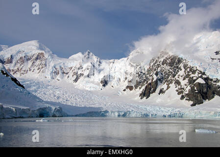 Snowcapped mountains and glacier Paradise Bay Antarctic Peninsular Antarctica Stock Photo