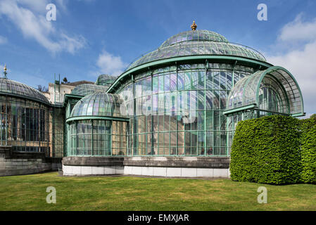 Royal Greenhouses of Laeken in Art Nouveau style, designed by Alphonse Balat in the park of the Royal Palace, Brussels, Belgium Stock Photo