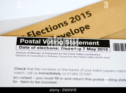 A postal vote for the May 2015 UK Parliamentary General Election, Stock Photo