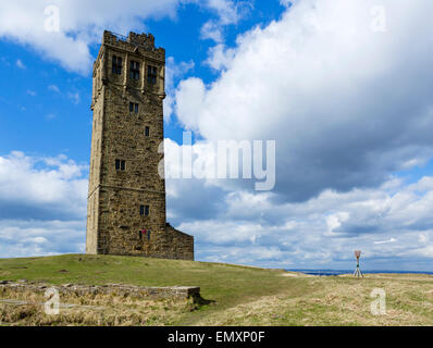 Jubilee or Victoria Tower on Castle Hill, Huddersfield, West Yorkshire, England Stock Photo