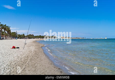 The beach with a fishing rod in the Mar Menor Los Alcazares Spain Stock Photo