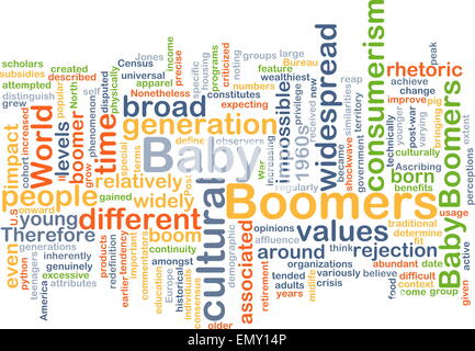 Background text pattern concept wordcloud illustration of baby boomers generation Stock Photo