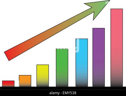 Growth chart  with arrow, vector illustration Stock Vector