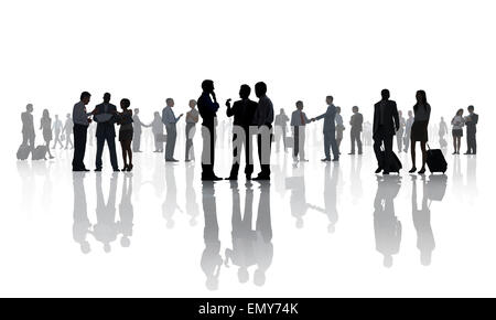 Silhouettes of Business People Working Stock Photo