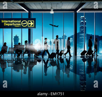 Silhouette Business People Cabin Crew Airport Business Travel Stock Photo