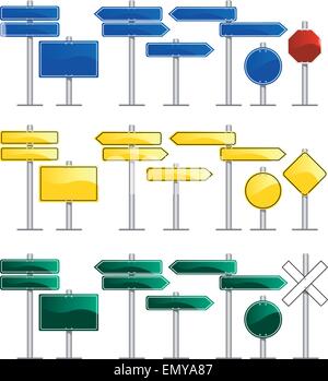 Vector set of various blank traffic signs Stock Vector