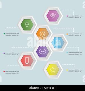 3D hexagon shape infographic template, stock vector Stock Vector