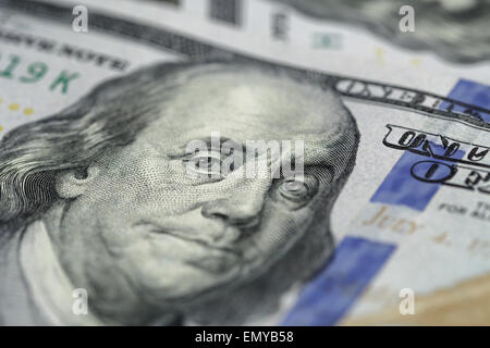 Benjamin Franklin on hundred dollar banknote, Stock Photo