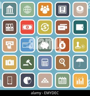 Banking flat icons on blue background, stock vector Stock Vector