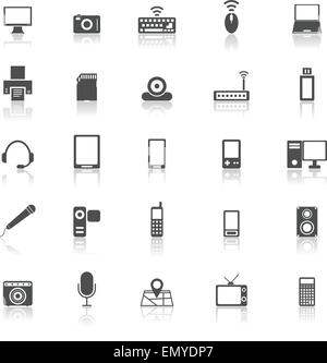 Gadget icons with reflect on white background, stock vector Stock Vector