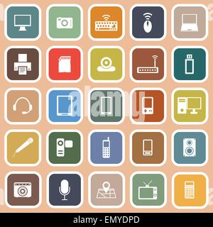 Gadget flat icons on orange background, stock vector Stock Vector