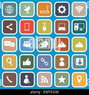 Network flat icons on blue background, stock vector Stock Vector