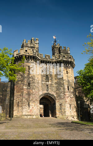 UK, England, Lancashire, Lancaster, Castle Park, Lancaster Castle, John of Gaunt gate Stock Photo