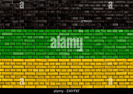 flag of African National Congress painted on brick wall Stock Photo