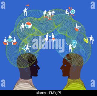 Business concept. Illustration of collaboration, teamwork and creative thinking Stock Vector