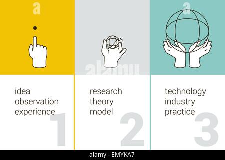 Concept illustration of progress, invention and creative thinking Stock Vector