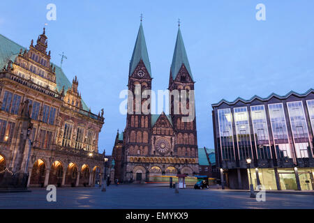 The Bremer Dom Cathedral at the main square of the city. Bremen, Germany Stock Photo