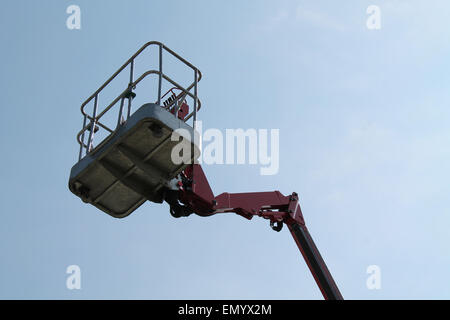 The Cage at The Top of an Hydraulic Cherry Picker Lift. Stock Photo